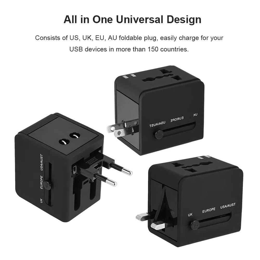 Techsuit HHt148 Travel hálózati töltő, 10W, 2A, 2 x USB-A, Fekete