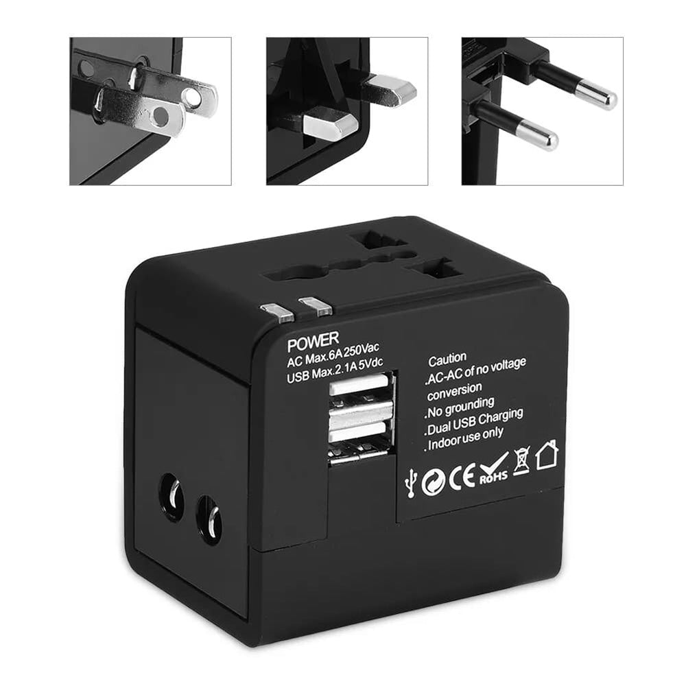 Techsuit HHt148 Travel hálózati töltő, 10W, 2A, 2 x USB-A, Fekete