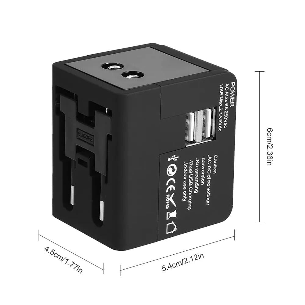 Techsuit HHt148 Travel hálózati töltő, 10W, 2A, 2 x USB-A, Fekete