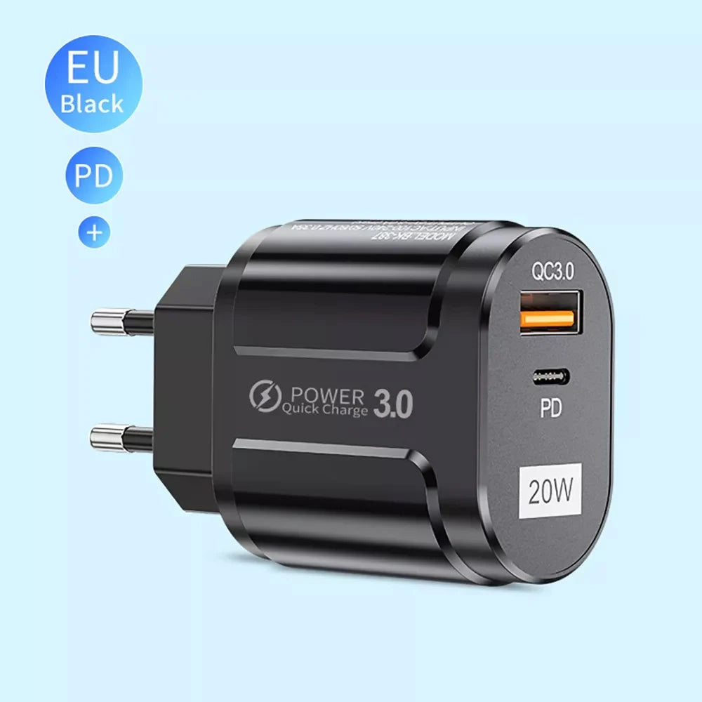 Techsuit Premium Hálózati Töltő, 20W, 3A, 1 x USB-A - 1 x USB-C, Fehér