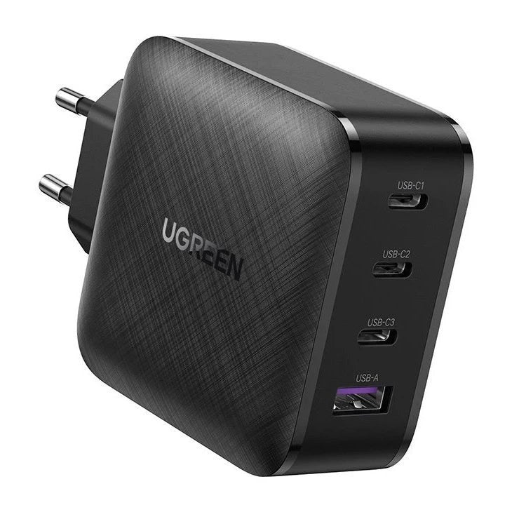 Hálózati töltő UGREEN CD104, 65W, 3A, 1 x USB-A - 3 x USB-C, Fekete