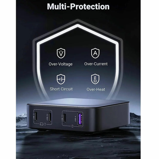 Töltőállomás UGREEN CD328, 100W, 3A, 1 x USB-A - 3 x USB-C, szürke
