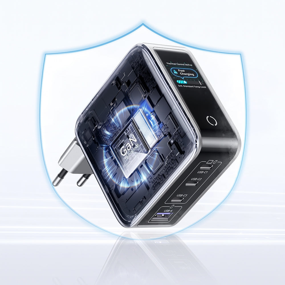UGREEN Nexode Pro X772 (95942B) kijelzős hálózati töltő, 100 W, 5 A, 1 × USB-A – 3 × USB-C, szürke