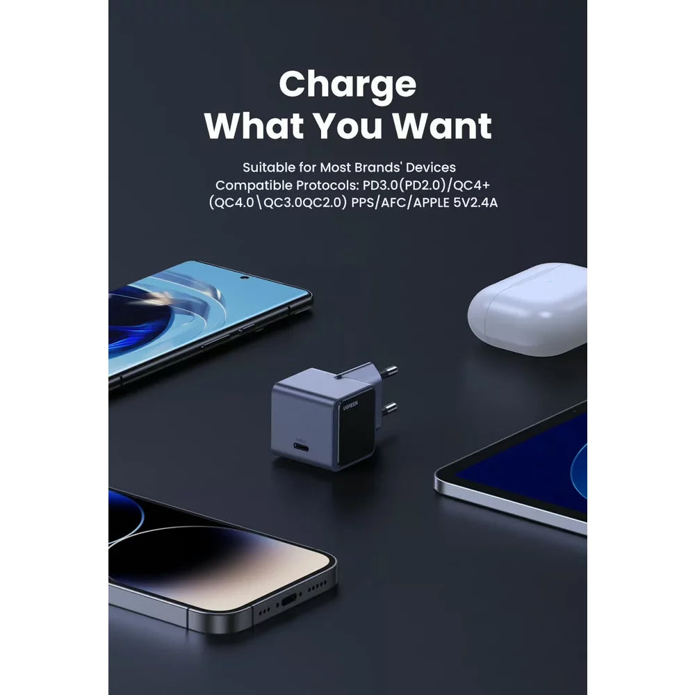 Hálózati töltő UGREEN X503 Nexode Air, 30W, 3A, 1 x USB-C, Szürke