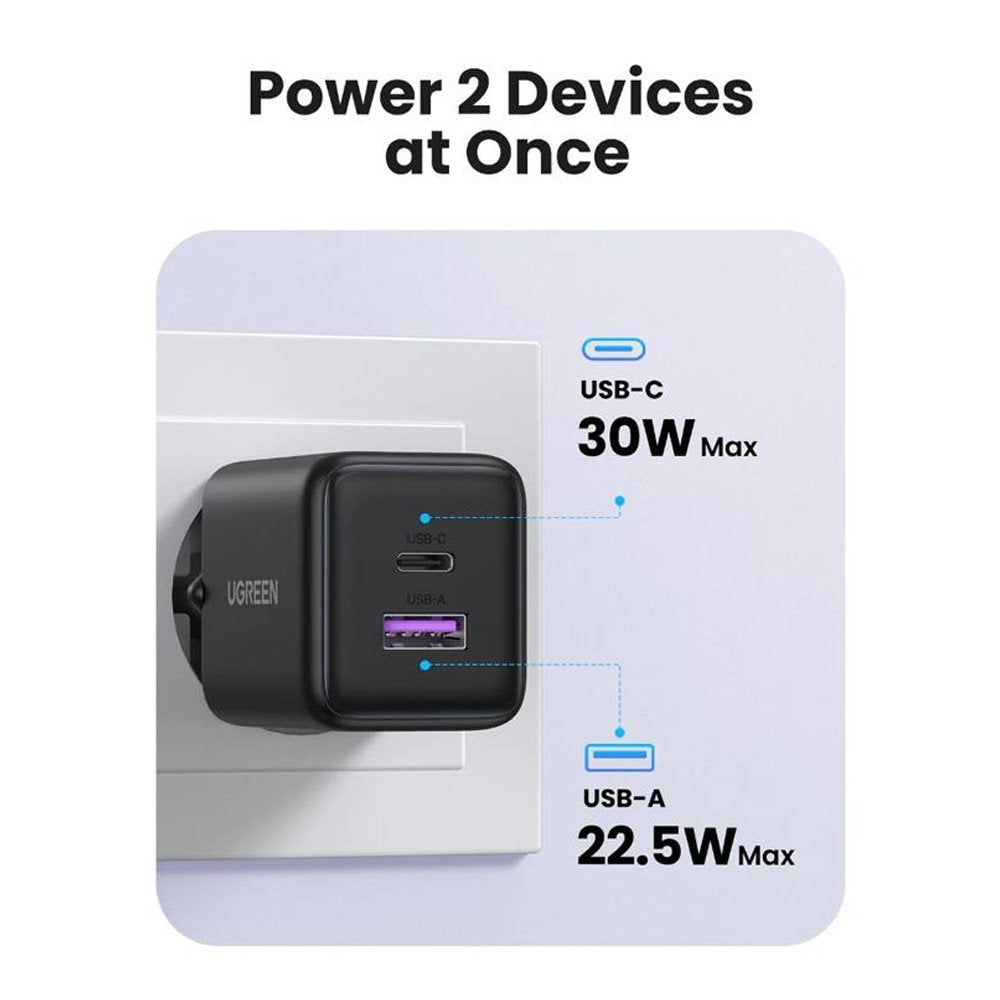 UGREEN X516 Hálózati töltő, 30W, 3A, 1 x USB-A - 1 x USB-C, Kék