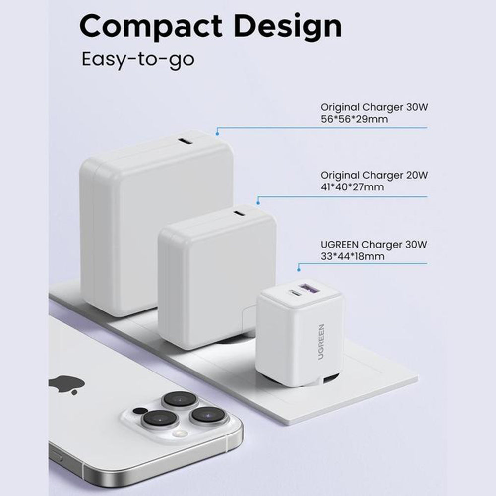 UGREEN X516 Hálózati töltő, 30W, 3A, 1 x USB-A - 1 x USB-C, Kék