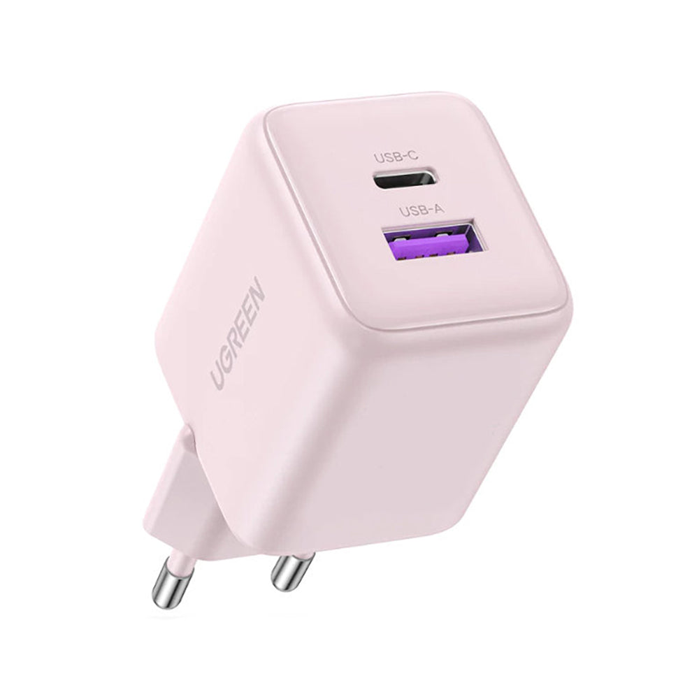 UGREEN X516 Hálózati töltő, 30W, 3A, 1 x USB-A - 1 x USB-C, Rózsaszín