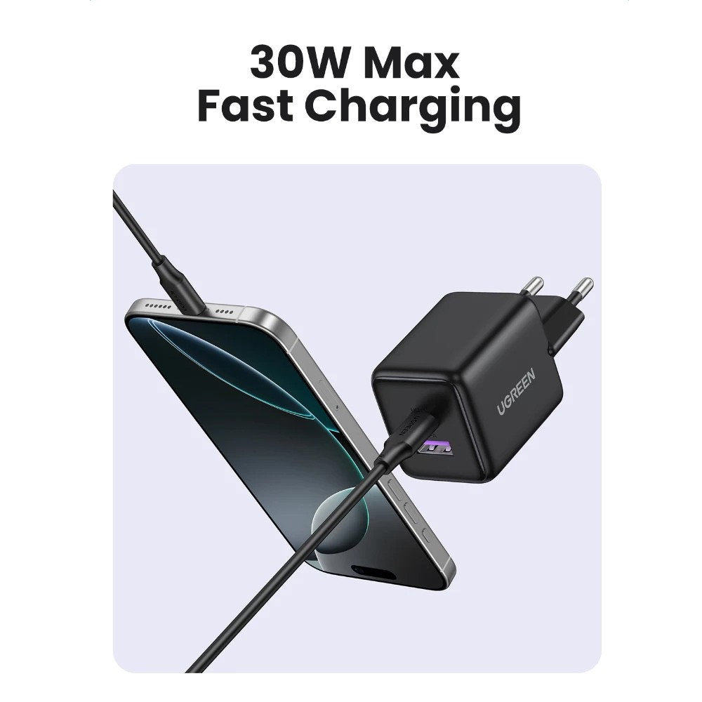 UGREEN X516 Hálózati töltő, 30W, 3A, 1 x USB-A - 1 x USB-C, Rózsaszín