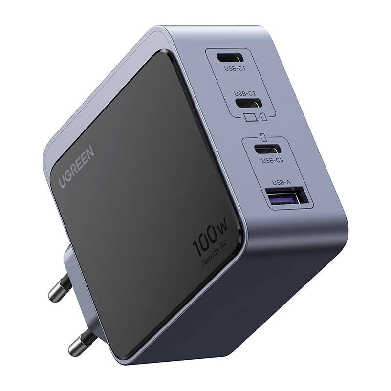 Hálózati töltő UGREEN X565 Nexode Air, 100W, 5A, 1 x USB-A - 3 x USB-C, Szürke