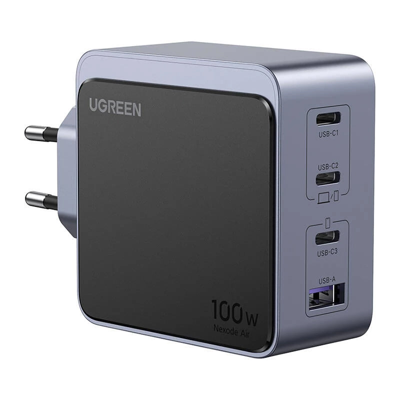 Hálózati töltő UGREEN X565 Nexode Air, 100W, 5A, 1 x USB-A - 3 x USB-C, Szürke