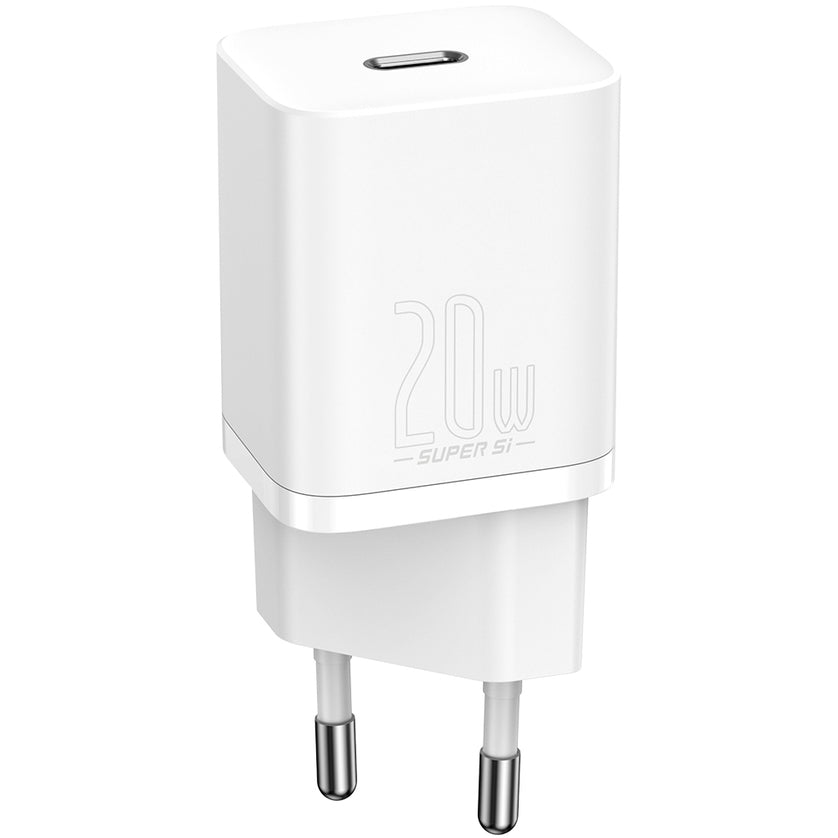 Baseus Super Si hálózati töltő, 20W, 3A, 1 x USB-C, fehér CCSUP-B02