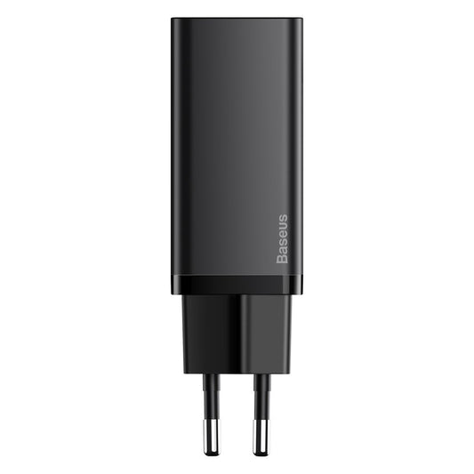 Baseus GaN2 Lite hálózati töltő, 65W, 3A, 1 x USB-A - 1 x USB-C, fekete CCGAN2L-B01