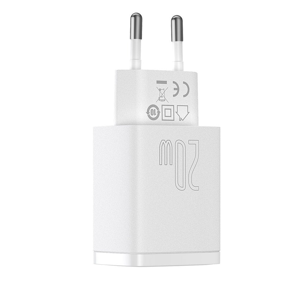 Network Charger Baseus Compact, 20W, 3A, 1 x USB-A - 1 x USB-C, White CCXJ-B02