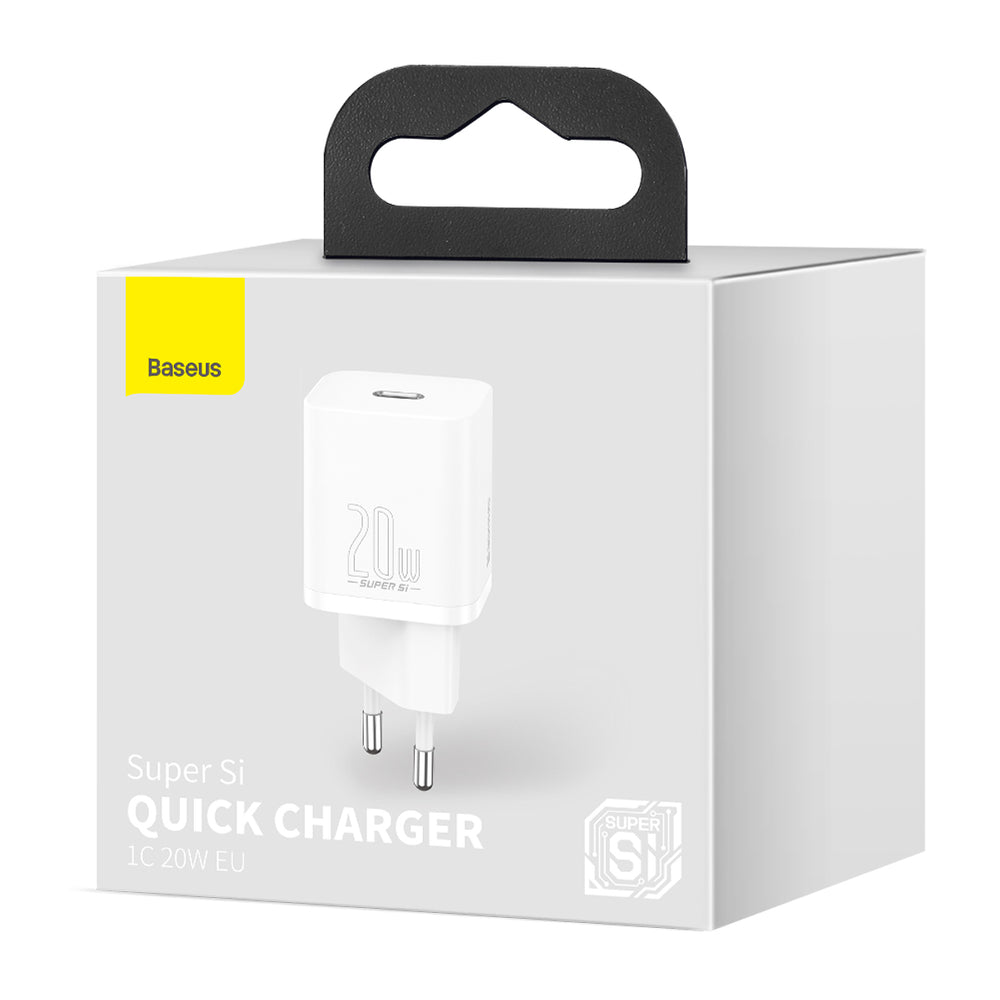 Baseus Super Si hálózati töltő, 20W, 3A, 1 x USB-C, fehér CCSUP-B02