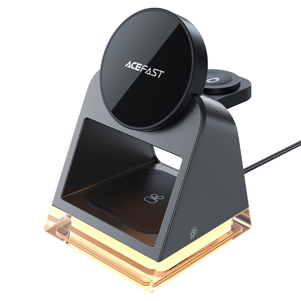 Acefast E17 3 az 1-ben vezeték nélküli hálózati töltő, 15W, 1.67A, Fekete