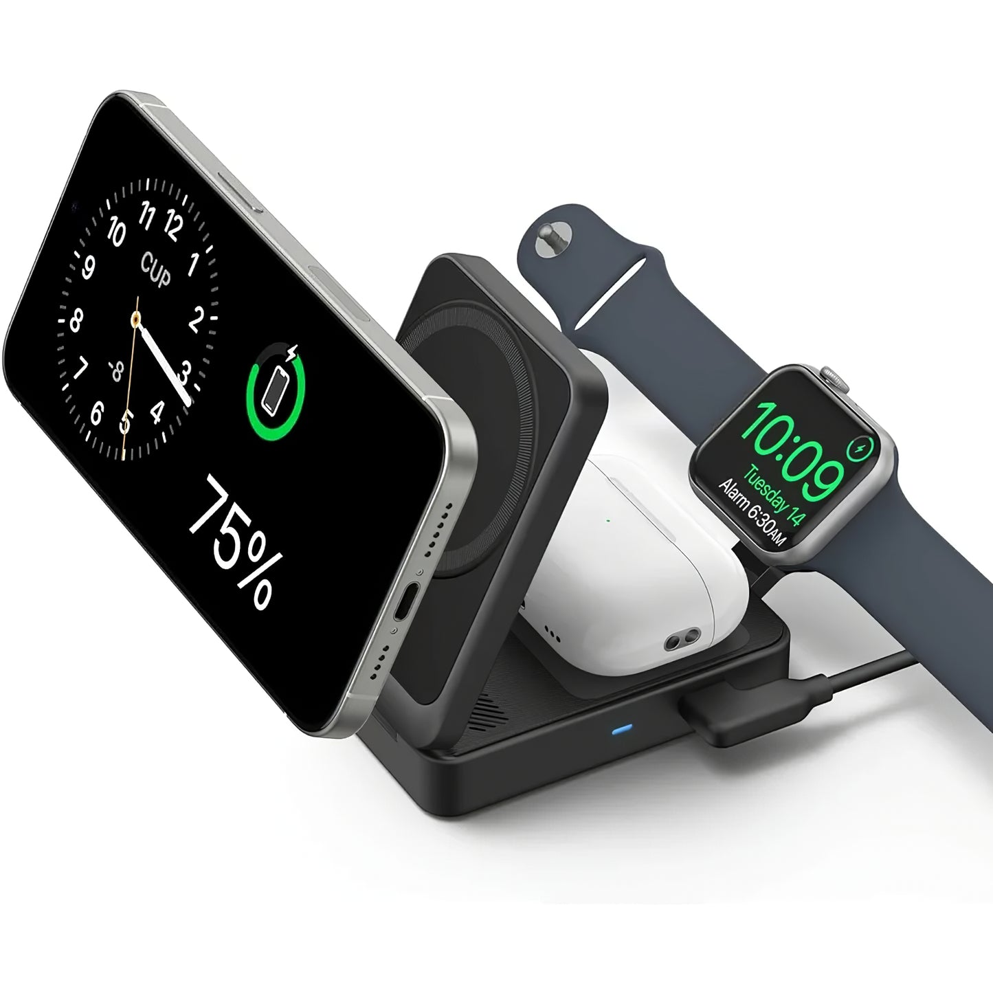 Anker MagGo 3in1 vezeték nélküli hálózati töltő, 15W, 1.67A, Fekete B2557311