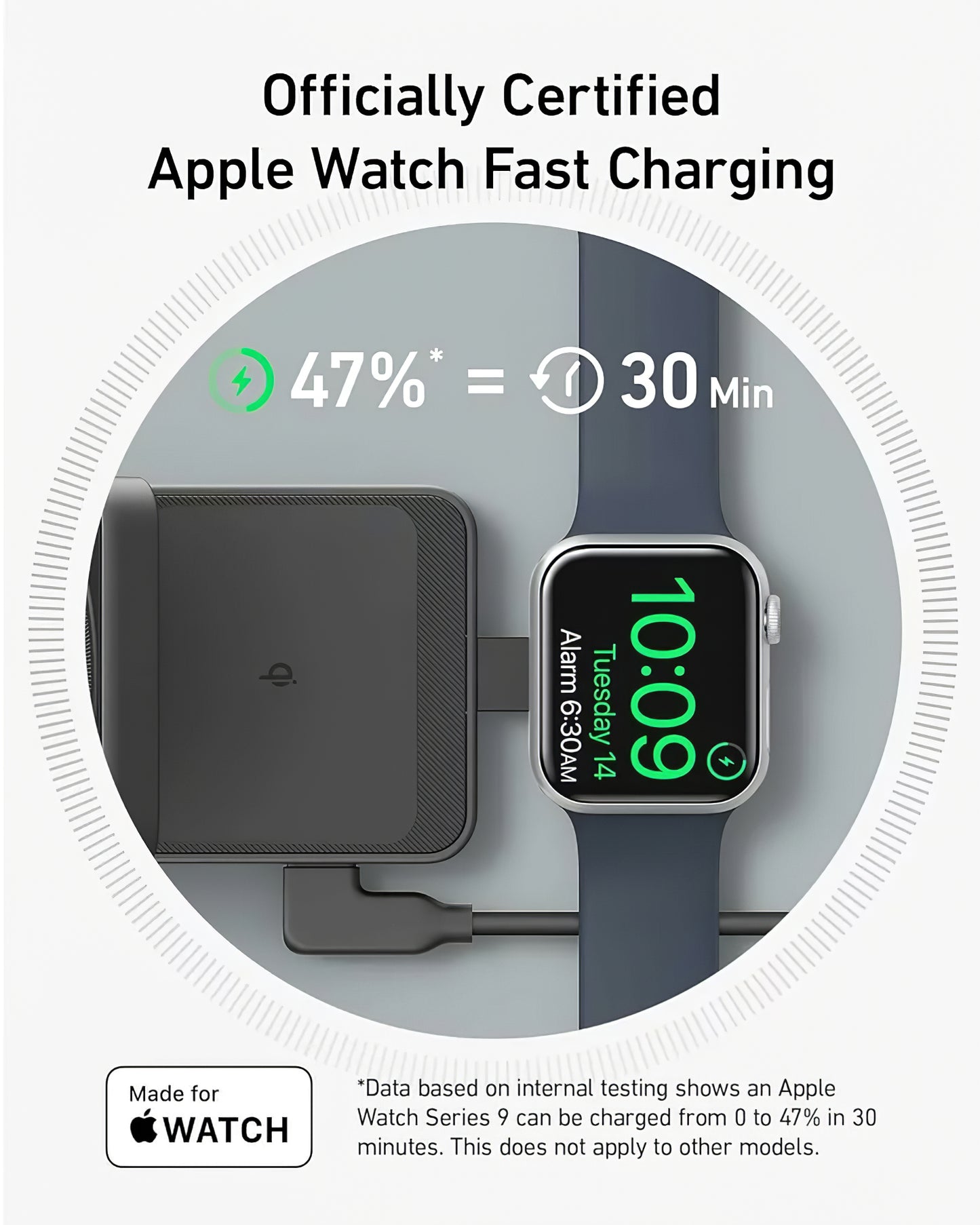 Anker MagGo 3in1 vezeték nélküli hálózati töltő, 15W, 1.67A, Fekete B2557311