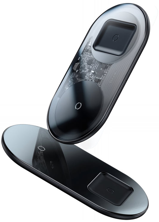 Baseus Simple 2in1 vezeték nélküli hálózati töltő, 15W, 1.67A, Átlátszó WXJK-A01