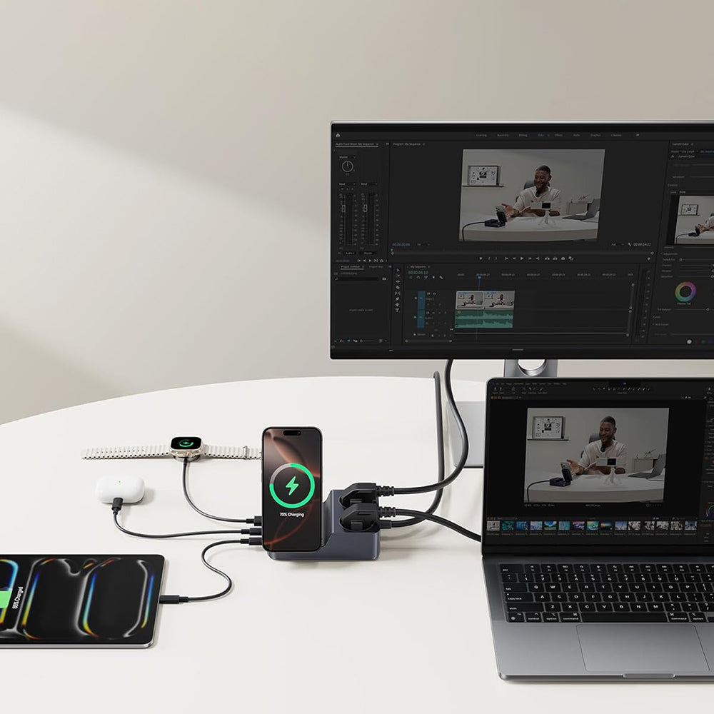Baseus Nomos ND11 QI 6in1 töltőállomás, 67W, 3.35A, 1 x USB-A - 2 x USB-C - 2 x Schuko, Fekete P80015804213-00