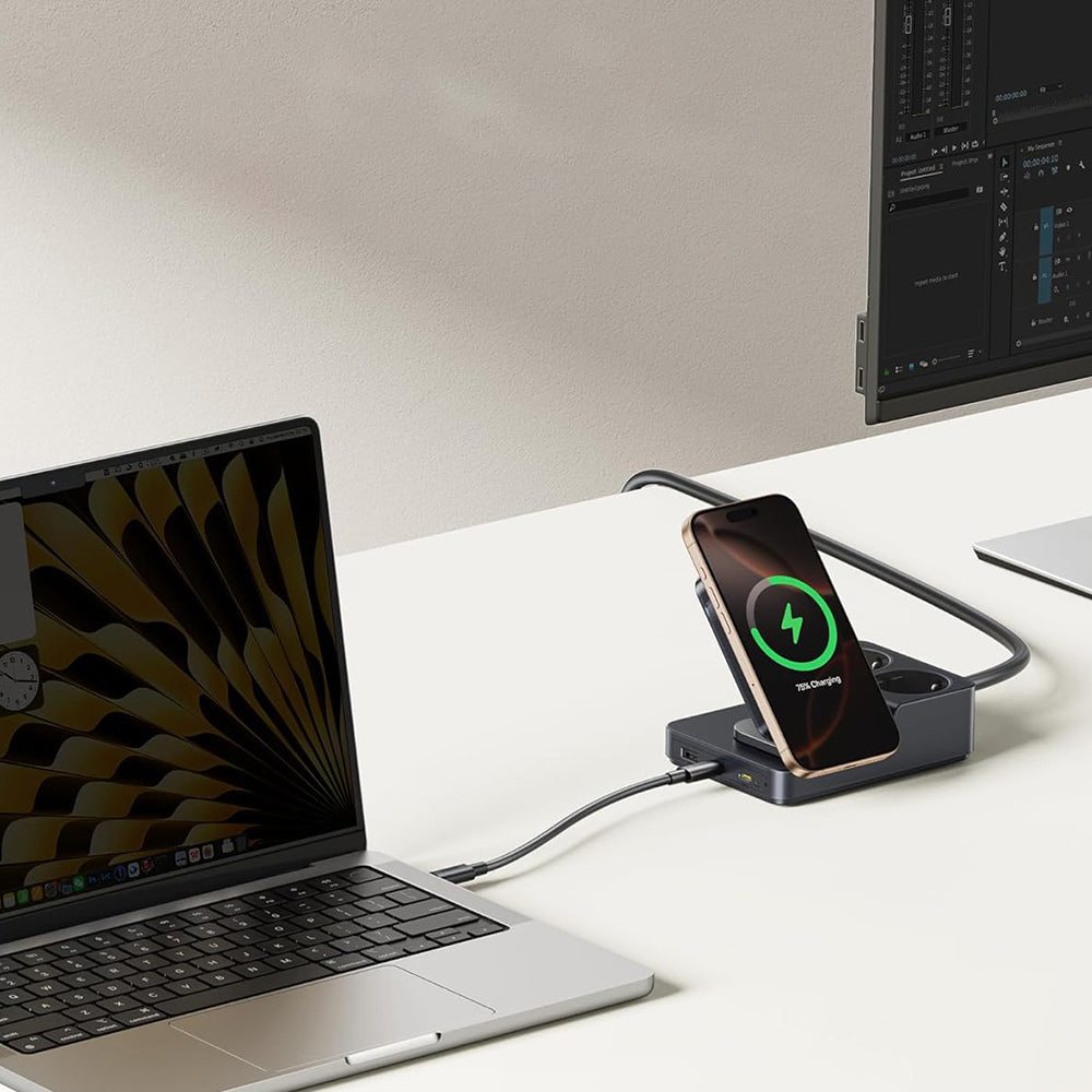 Baseus Nomos ND11 QI 6in1 töltőállomás, 67W, 3.35A, 1 x USB-A - 2 x USB-C - 2 x Schuko, Fekete P80015804213-00