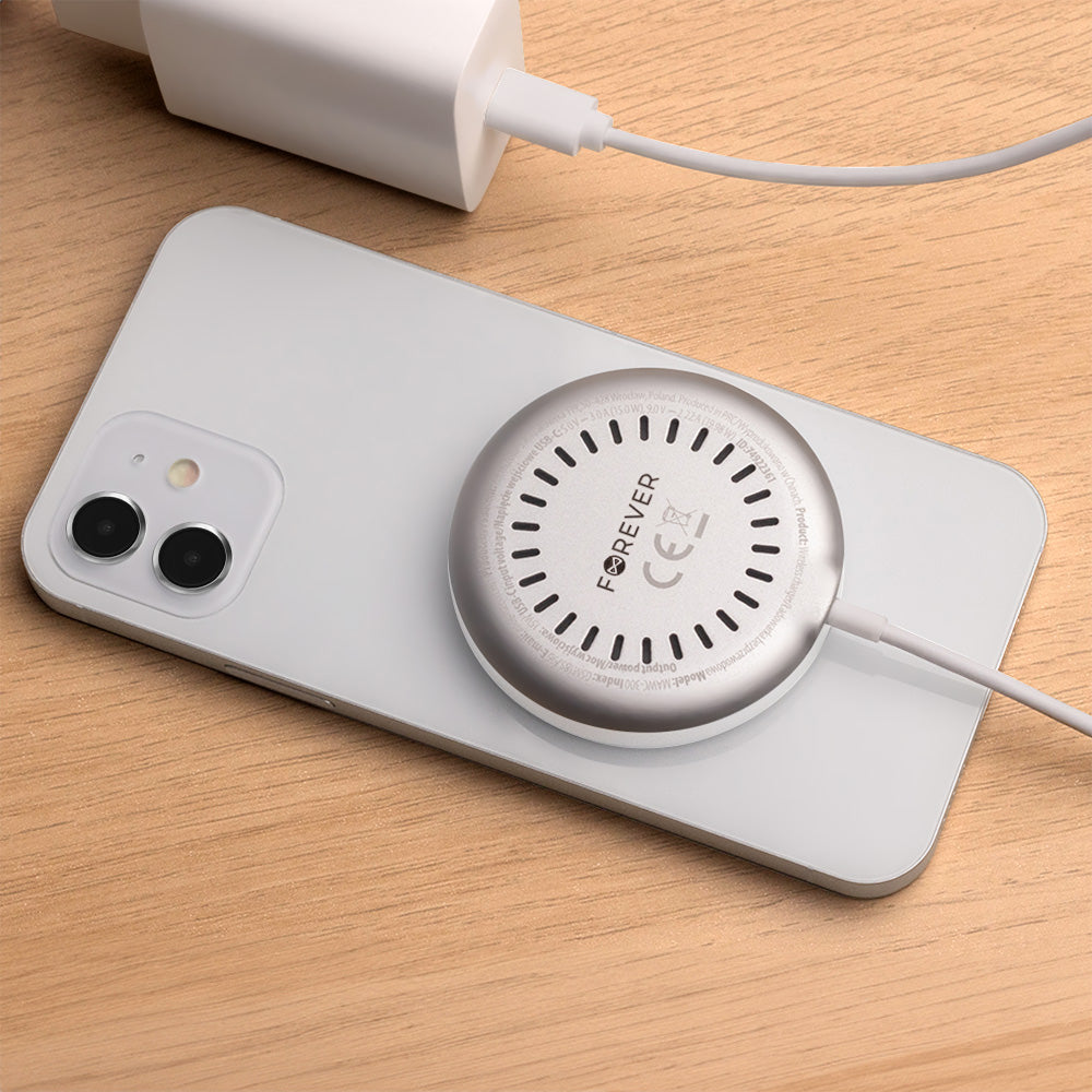 Forever MAWC-300, 15W, 1.67A, ezüst, Forever vezeték nélküli hálózati töltő