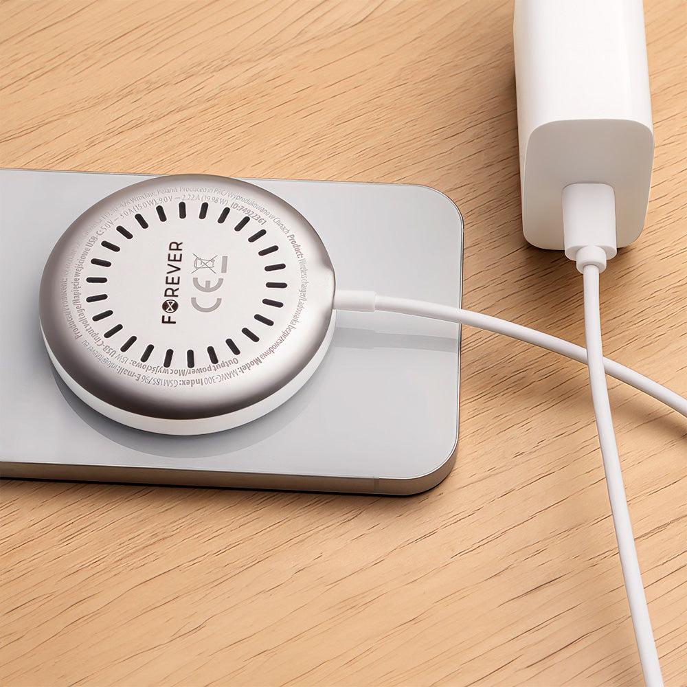 Forever MAWC-300, 15W, 1.67A, ezüst, Forever vezeték nélküli hálózati töltő