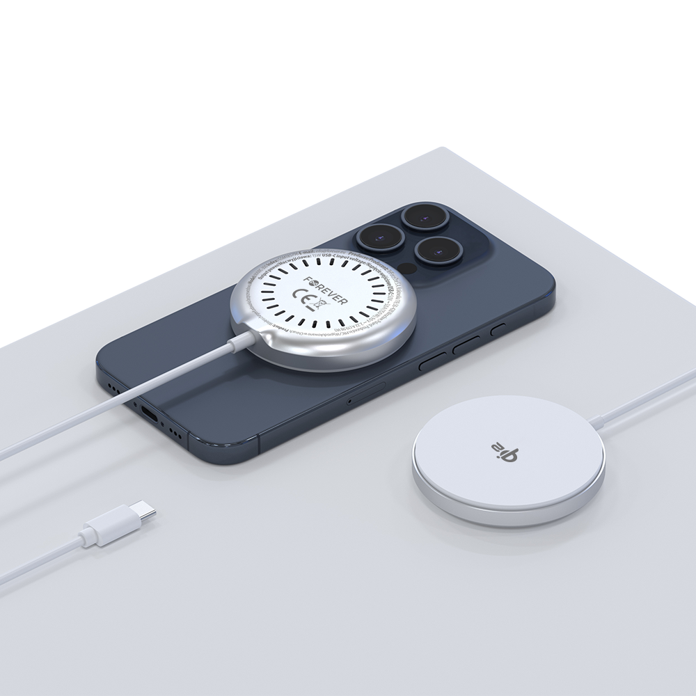 Forever MAWC-300, 15W, 1.67A, ezüst, Forever vezeték nélküli hálózati töltő