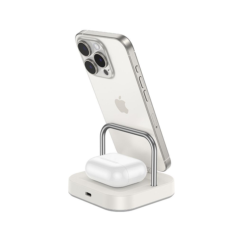 HOCO CQ16A 3in1 vezeték nélküli hálózati töltő, 15W, 1.67A, Fehér