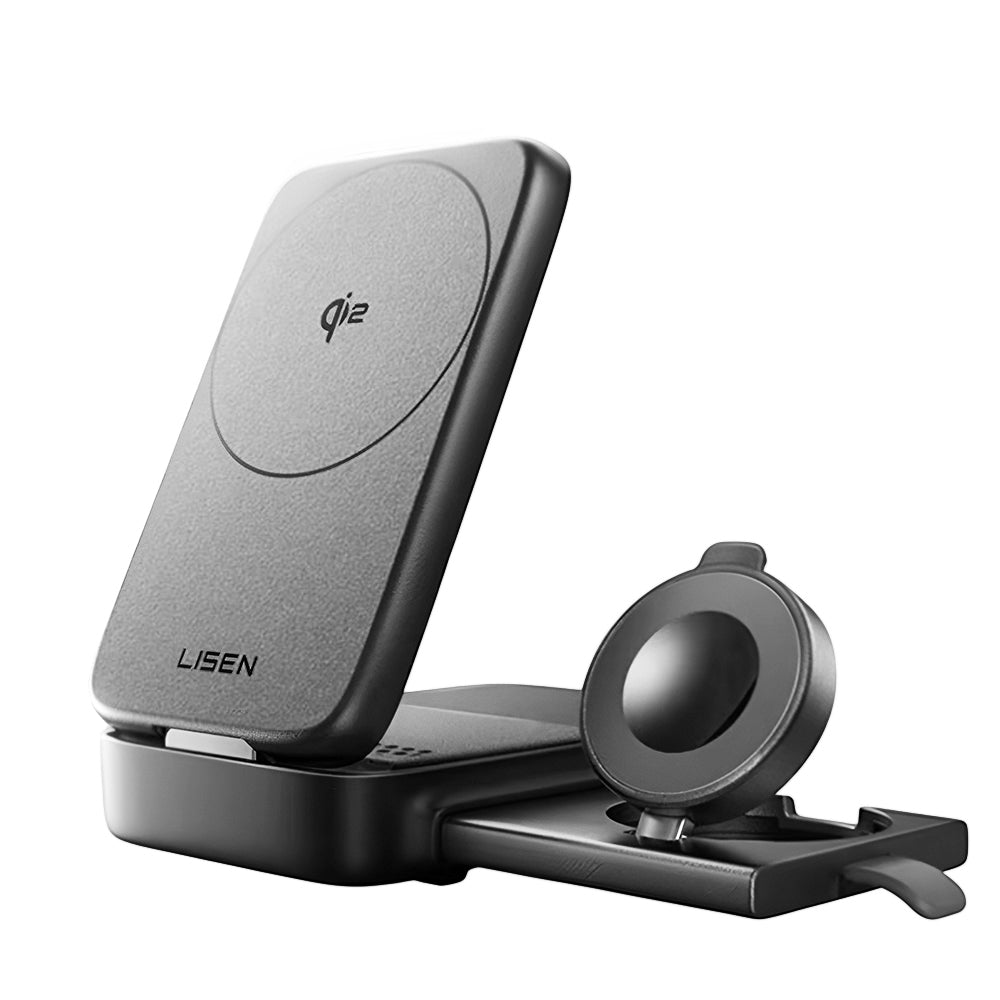 Lisen W106 3in1 vezeték nélküli hálózati töltő, 15W, 1.67A, szürke YL0424120009