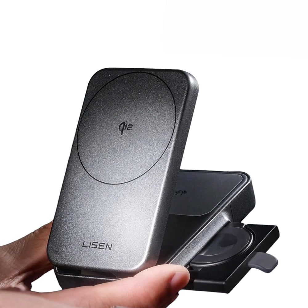 Lisen W106 3in1 vezeték nélküli hálózati töltő, 15W, 1.67A, szürke YL0424120009