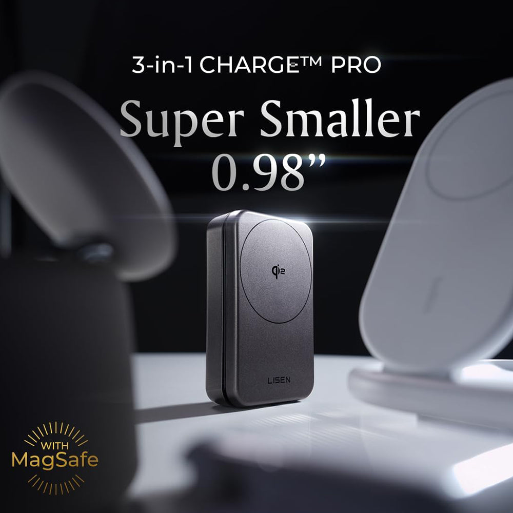Lisen W106 3in1 vezeték nélküli hálózati töltő, 15W, 1.67A, szürke YL0424120009