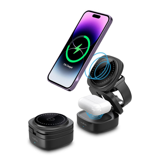 MaXlife MXWC-06 3in1 vezeték nélküli hálózati töltő, 15W, 1.67A, Fekete