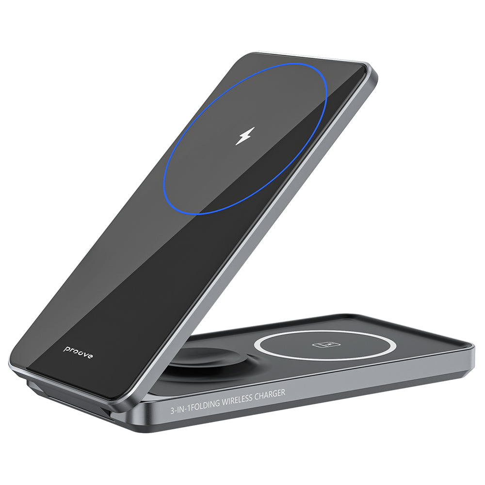 Proove Metal Edge 3in1 vezeték nélküli hálózati töltő, 15W, 1.67A, szürke WSME15010003
