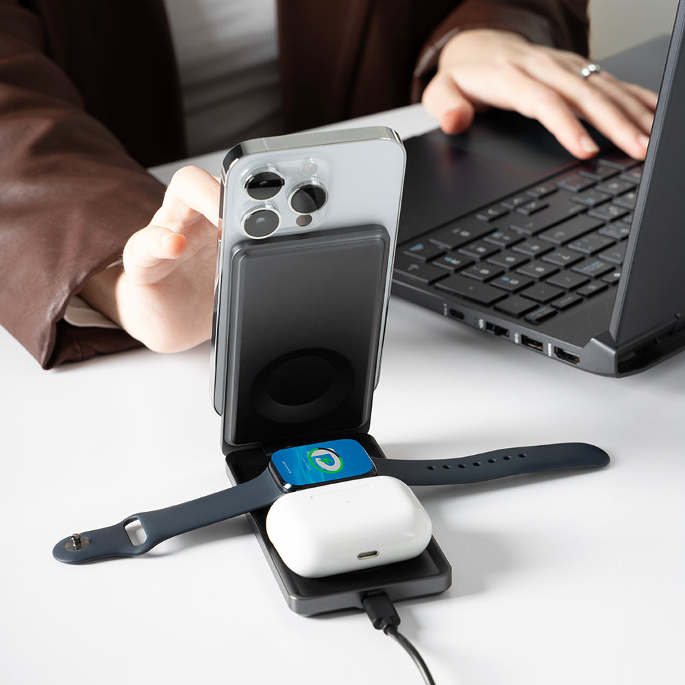 Proove Metal Edge 3in1 vezeték nélküli hálózati töltő, 15W, 1.67A, szürke WSME15010003
