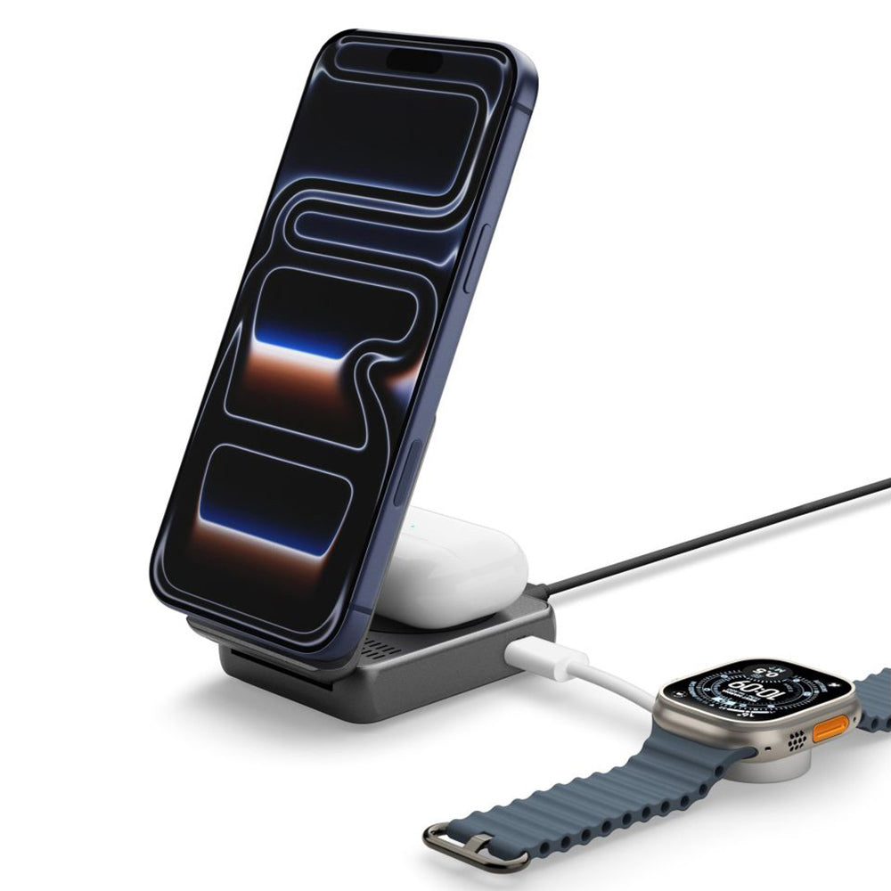 Spigen EF302MOQ 3in1, 25W, 1 x USB-C, szürke vezeték nélküli hálózati töltő