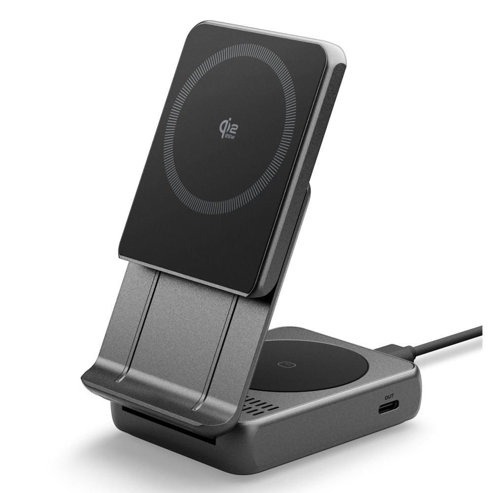 Spigen EF302MOQ 3in1, 25W, 1 x USB-C, szürke vezeték nélküli hálózati töltő