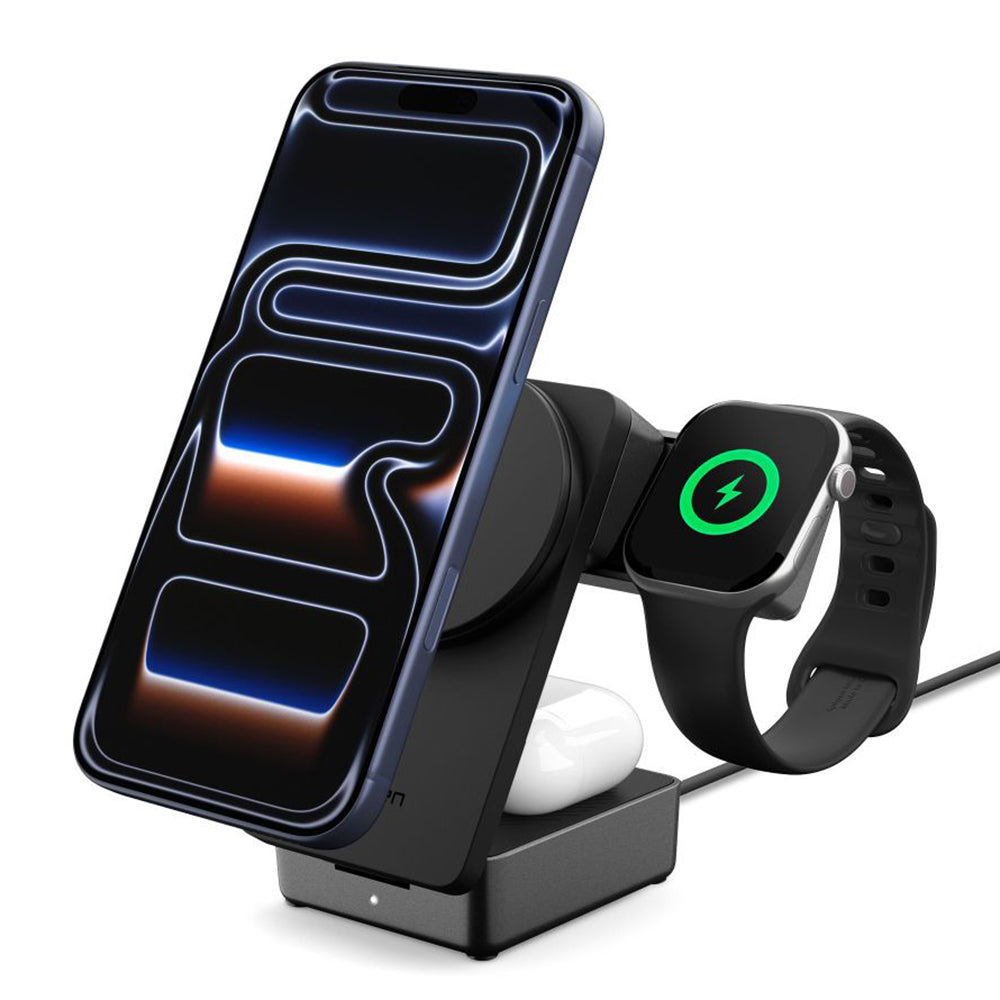 Spigen EF323MQ Essential 3in1, 25W, Fekete ACH10398 Vezeték nélküli Hálózati Töltő