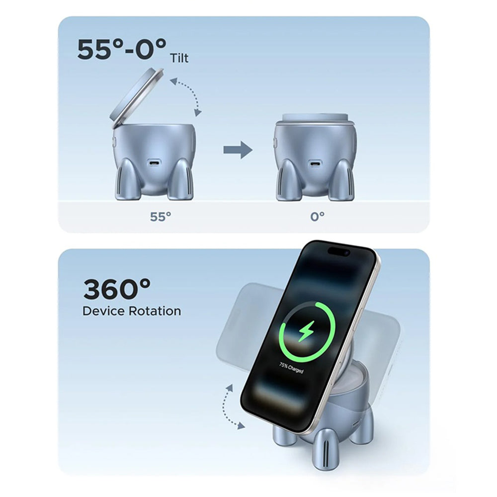 UGREEN W713 2in1 Vezeték nélküli Hálózati Töltő, 25W, Kék