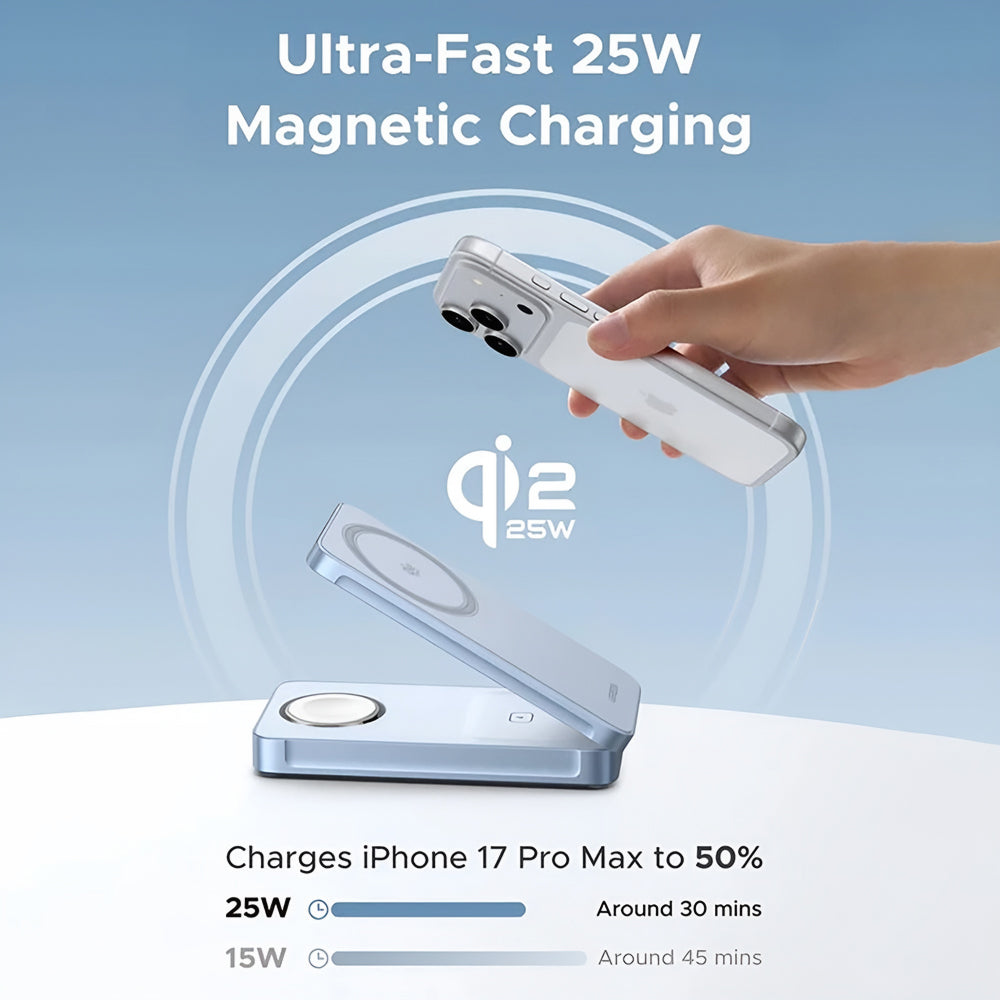 UGREEN W757 (65901) 3in1 vezeték nélküli hálózati töltő, 25W, kék