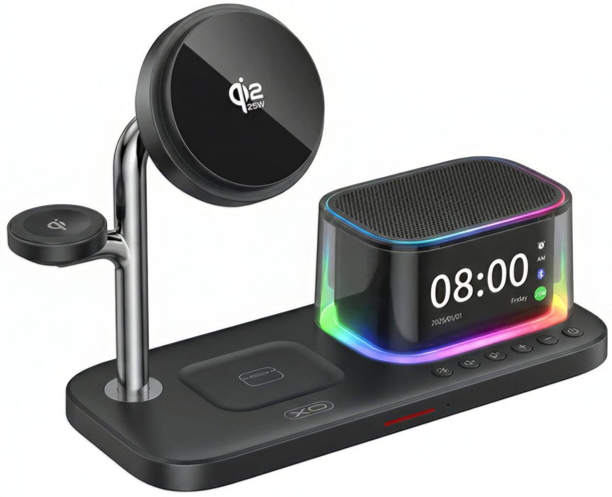 XO Design CX045 3in1 vezeték nélküli hálózati töltő, 25W, fekete