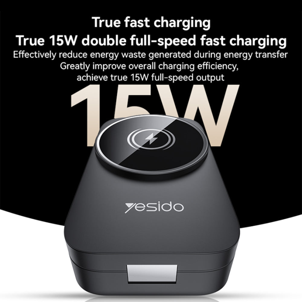 Yesido DS27 3in1 vezeték nélküli hálózati töltő, 15W, 1.67A, Fekete
