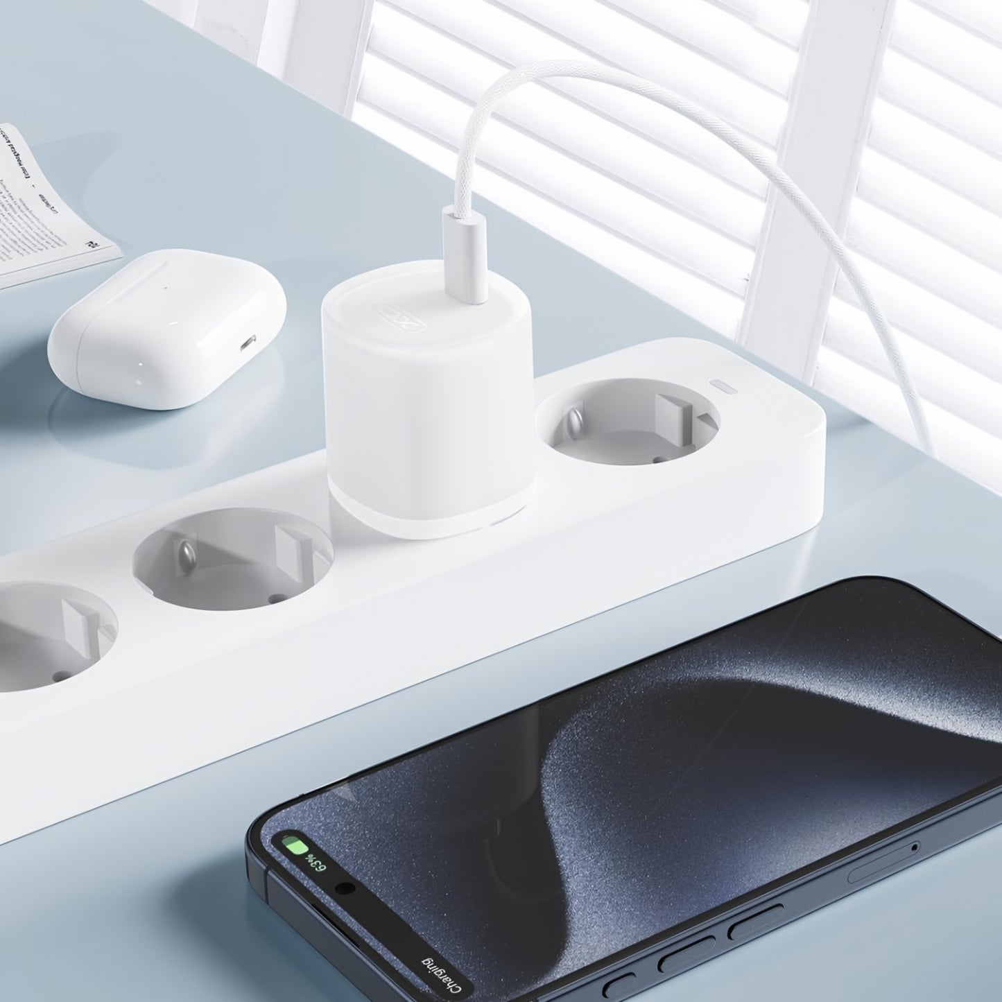 XO Design L150 hálózati töltő, 30W, 3A, 1 x USB-C, Fehér