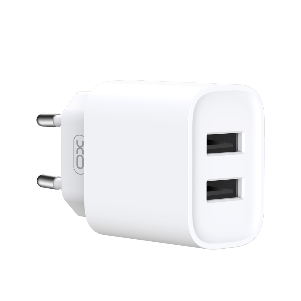 XO Design CE02C hálózati töltő, 10.5W, 2.1A, 2 x USB-A, Fehér