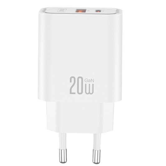 XO Design CE40 hálózati töltő, 20W, 3A, 1 x USB-A - 1 x USB-C, Fehér
