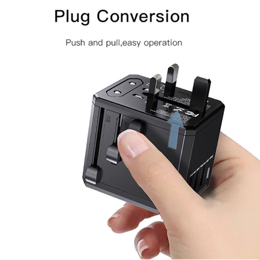 Yesido MC10 Travel hálózati töltő, 12W, 2.4A, 1 x USB-C - 3 x USB-A, Fekete