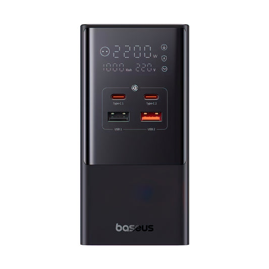 Baseus PowerCombo Tower töltőállomás, 100W, 5A, 2 x Schuko - 2 x USB-A - 2 x USB-C, Fekete E00023609113-00