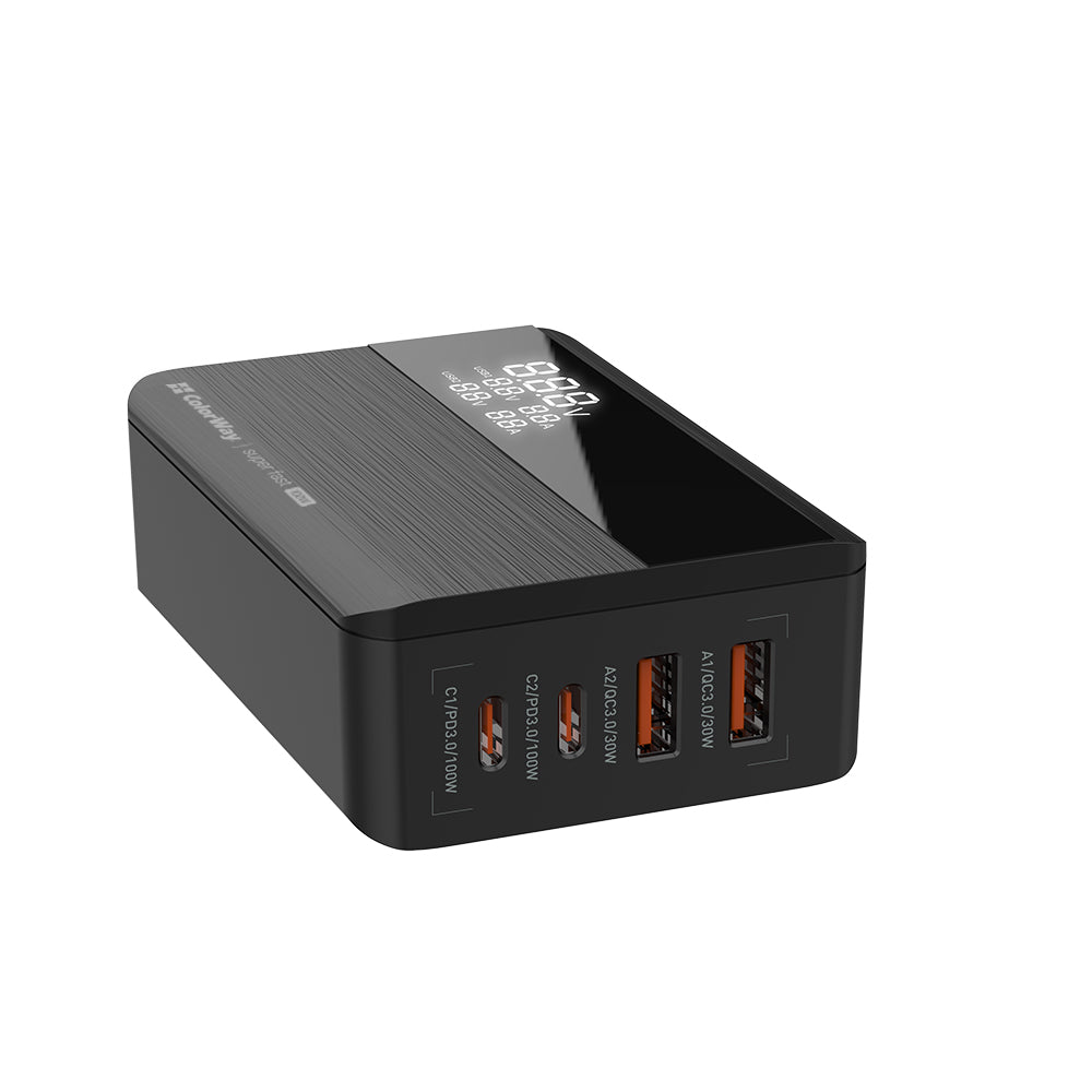 ColorWay Display töltőállomás, 100W, 5A, 2 x USB-A - 2 x USB-C, Fekete