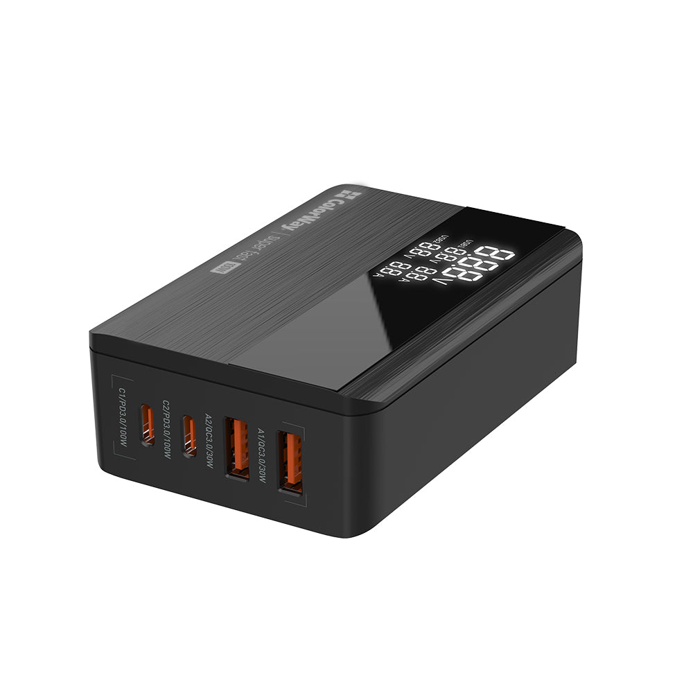 ColorWay Display töltőállomás, 100W, 5A, 2 x USB-A - 2 x USB-C, Fekete