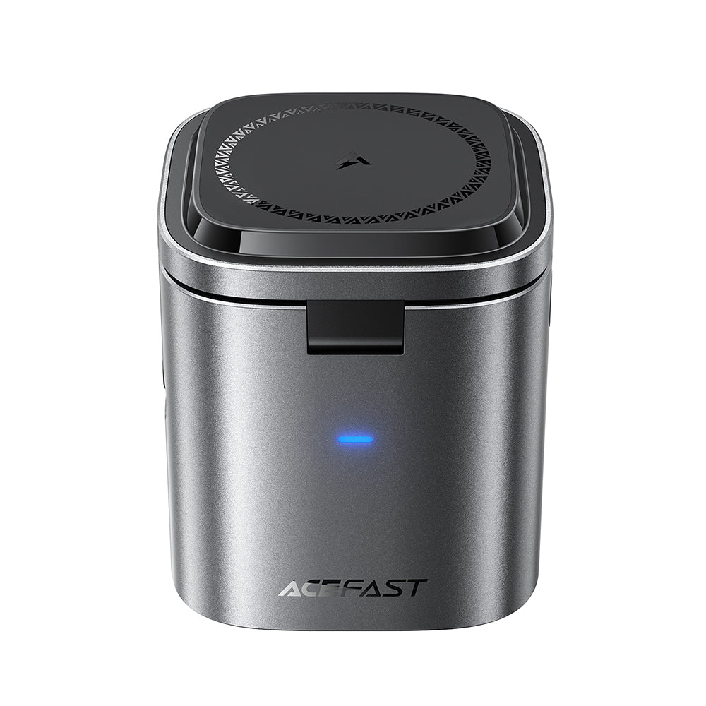USB-C kábelles Acefast Z9 QI 6in1 töltőállomás, 80W, 1 x USB-C - 1 x USB-A, Fekete