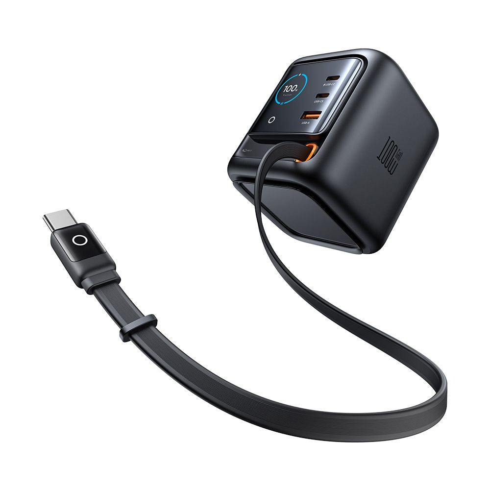 Mcdodo FreeGo CH-1391 USB-C Kábellel Ellátott Töltőállomás, 100W, 5A, 1 x USB-A - 2 x USB-C, Fekete
